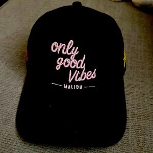 Only good vibes MALIBU EMBROIDERED suede front baseball cap ultra fashionable